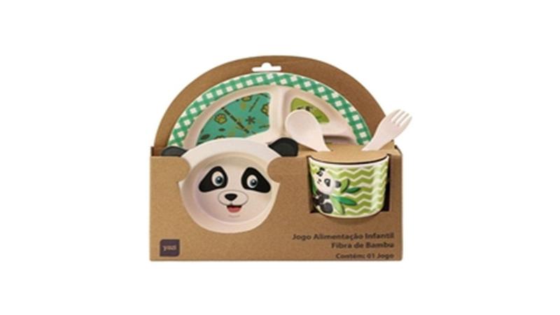 Jogo de Refeição Infantil Leão e Panda - Yangzi Imagem de Jogo de Refeição Infantil Leão e Panda - Yangzi
