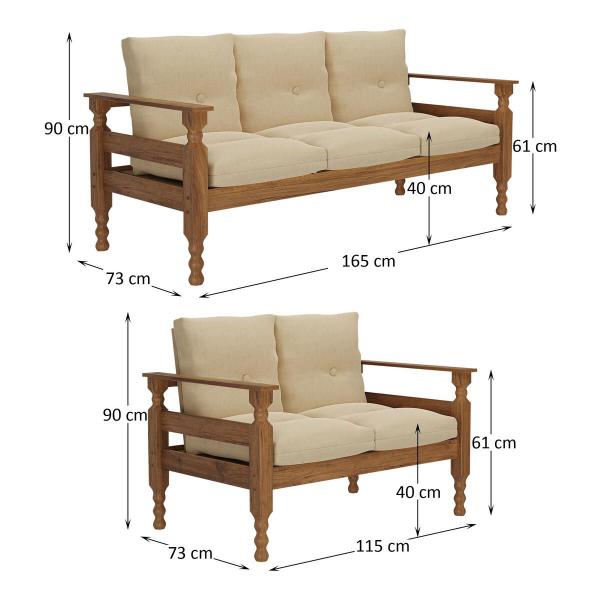 Imagem de Jogo de Sofá Madeira Maciça 2 e 3 Lugares Liz Multimóveis CR7004