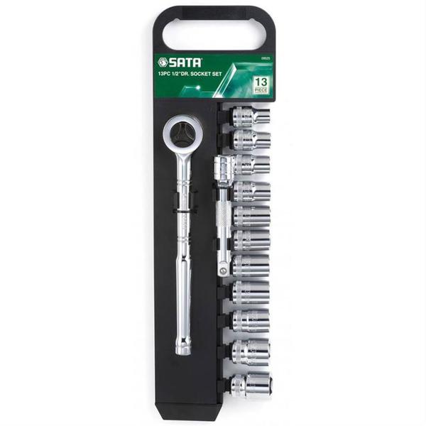 Jogo de Soquetes Sextavado 1/2" CRV Com 13 Peças - ST09525SJ - SATA Imagem de Jogo de Soquetes Sextavado 1/2" CRV Com 13 Peças - ST09525SJ - SATA
