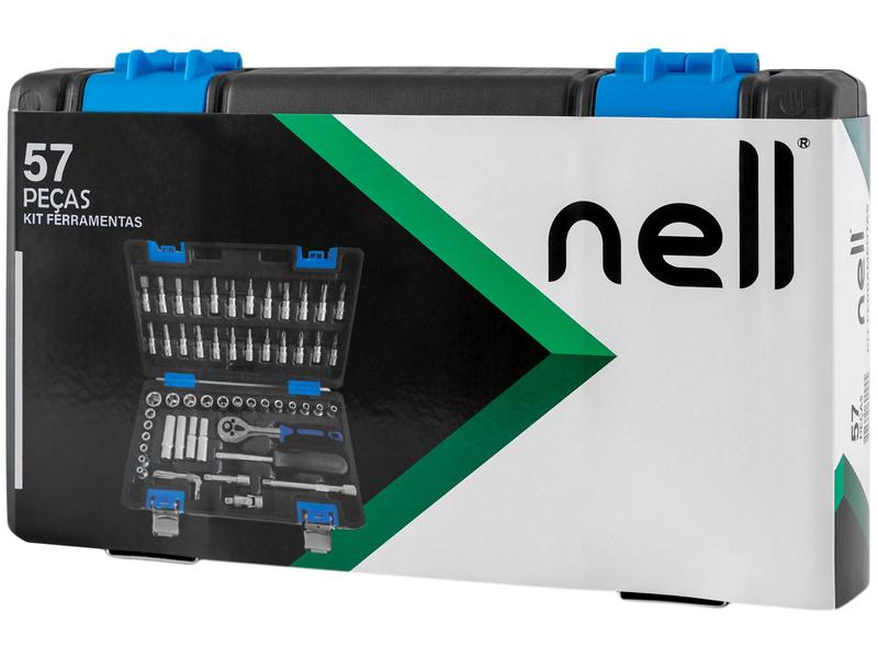 Jogo de Soquetes Sextavados 57 Peças Nell XWT0057 - Jogo de