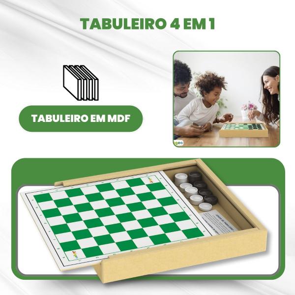 Imagem de Jogo de Tabuleiro 4 em 1 Dama Xadrez Ludo e Trilha 