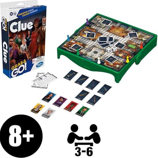 Imagem de Jogo de Tabuleiro Clue Grab e Go Hasbro Jogo do Mistério