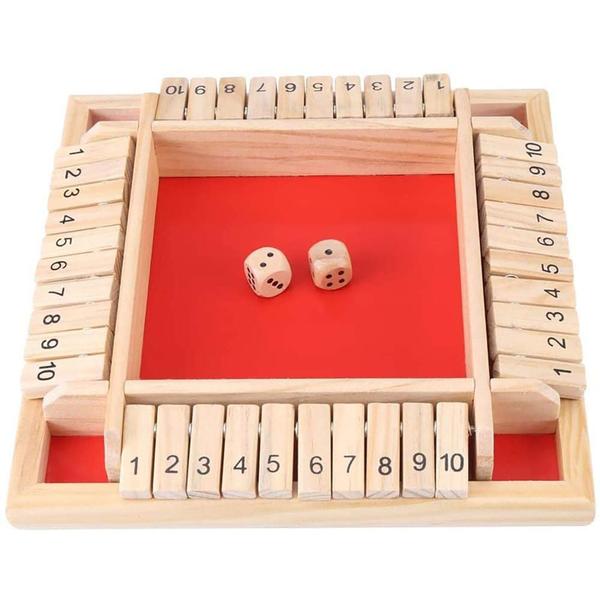 Imagem de Jogo de tabuleiro de quebra-cabeça Wokex Shut The Box para 4 jogadores com conjunto de dados