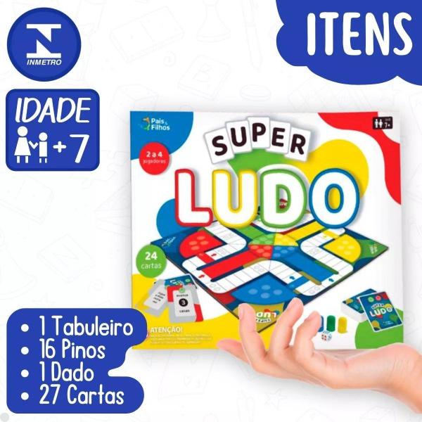 Imagem de Jogo De Tabuleiro Super Ludo Brinquedo Infantil Pedagógico Divertido