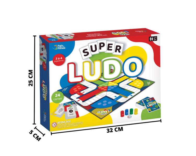 Imagem de Jogo de Tabuleiro Super Ludo Trilha Clássico  Pais & Filhos 7 anos+ Presente Dia das Crianças