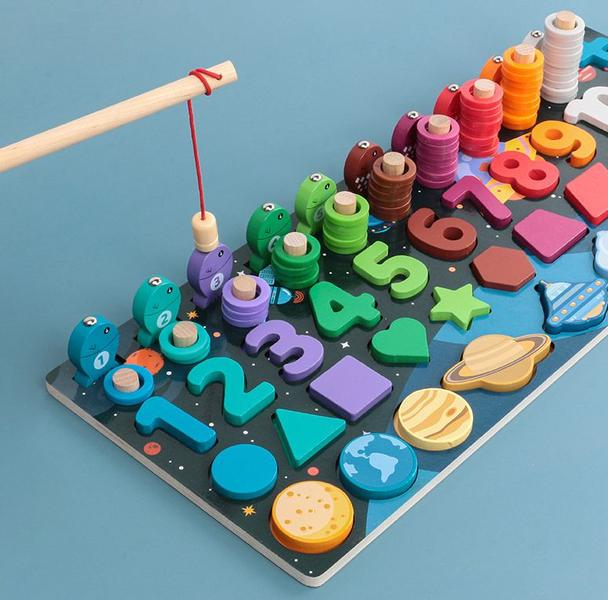 Imagem de Jogo de tabuleiro Toy Fishing Puzzles Wooden Montessori para crianças