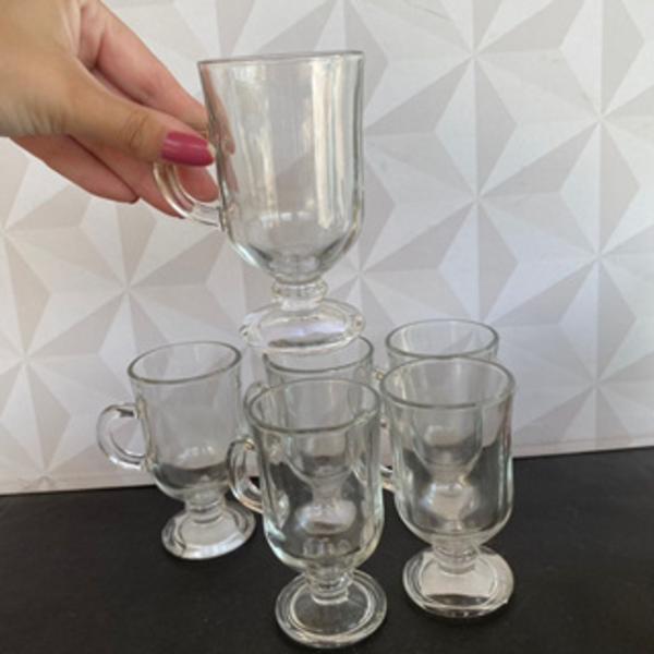 Imagem de Jogo de taça para cappuccino de vidro 200ml com alça de cozinha para café chá - caputino