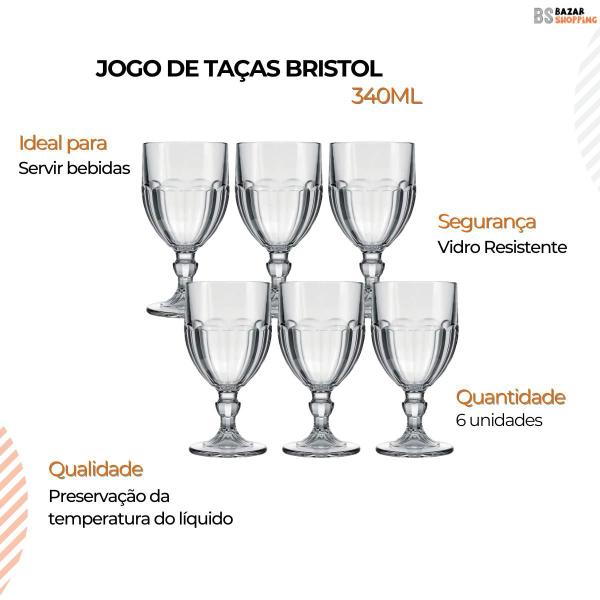 Imagem de Jogo de Taças Bristol Vidro 340ml Água Refrigerante 6 Uni