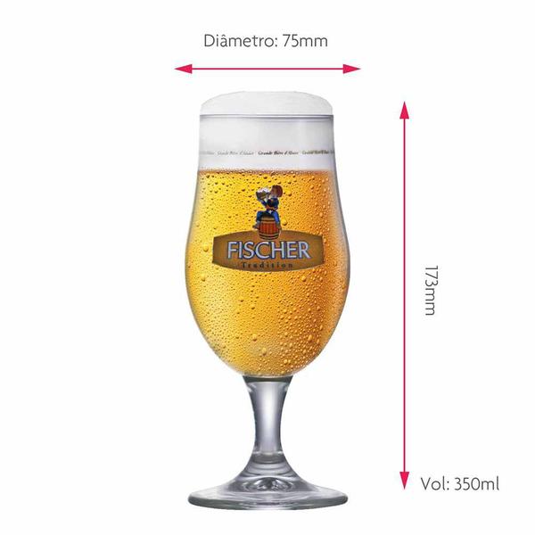 Imagem de Jogo de Taças de Cerveja Rótulo Frases Fischer Cristal 350ml