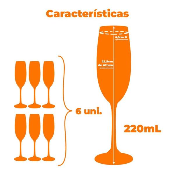 Imagem de Jogo de taças de Champanhe de Cristal com Titânio 6 peças 220ml Haus Concept 56313/100