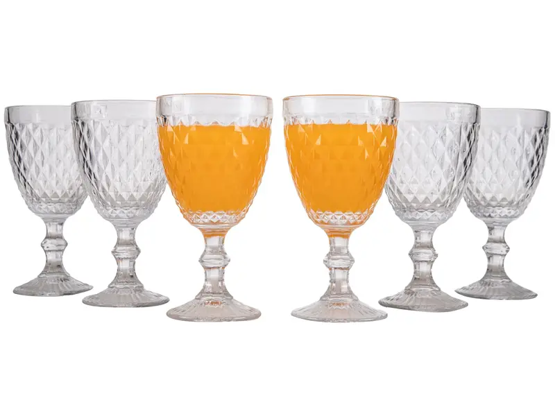 Jogo de Taças de Vidro 330ml 6 Peças Haus - Bico de Jaca Empire