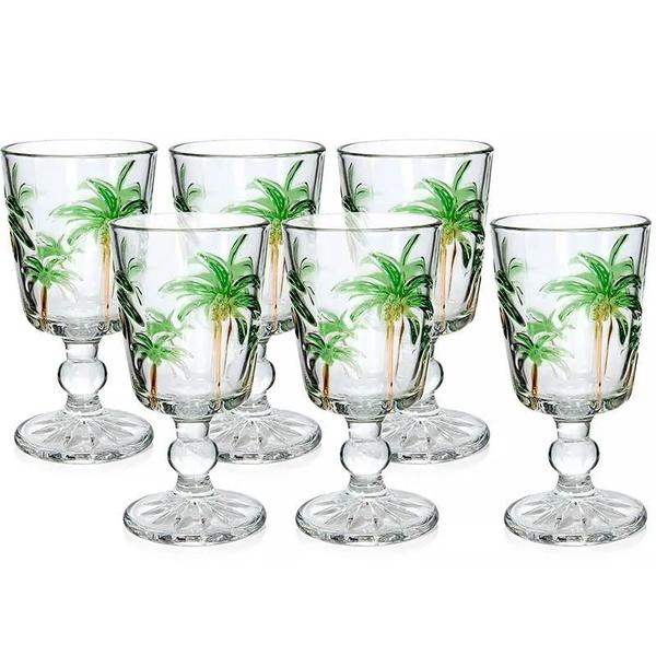 Imagem de Jogo De Taças Em Vidro Lyor Tropical Palm  Handing 310ml 6 Peças Cor Verde