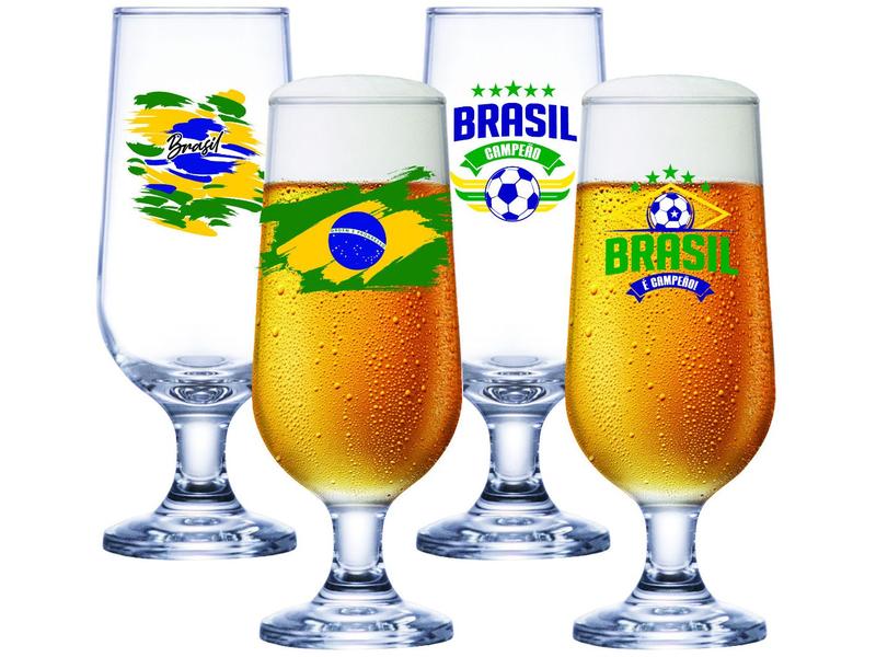 Jogo de Taças para Cerveja de Vidro 310ml 4 Peças Ruvolo Brasil Jogo de Taças para Cerveja de Vidro 310ml 4 Peças Ruvolo Brasil