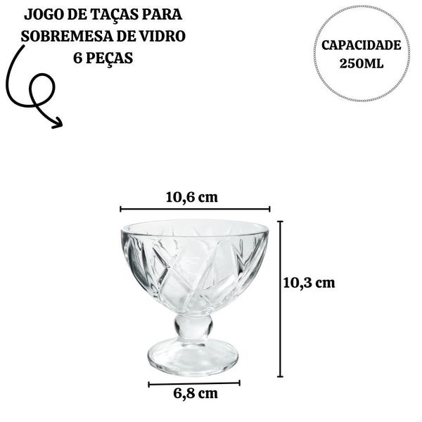 Imagem de Jogo de taças para sobremesa de vidro 6 peças 250ml