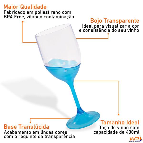 Imagem de Jogo de Taças para Vinho 400ml em Acrílico Translúcido 6 Peças - Wp Connect