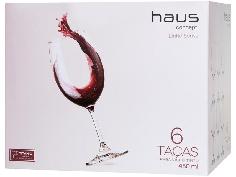 Imagem de Jogo de Taças para Vinho Cristal 450ml 6 Peças - Haus Sense