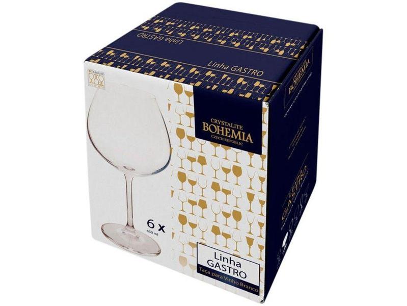 Imagem de Jogo de Taças para Vinho Cristal 650ml 6 Peças - Bohemia Gastro 4S032/650