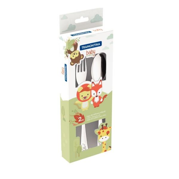 Jogo de talher infantil tramontina aço inox garfo e colher - Tramontina Inox Imagem de Jogo de talher infantil tramontina aço inox garfo e colher