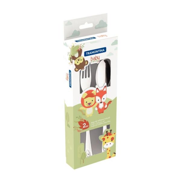 Jogo de talher infantil tramontina aço inox garfo e colher - Tramontina Inox Imagem de Jogo de talher infantil tramontina aço inox garfo e colher