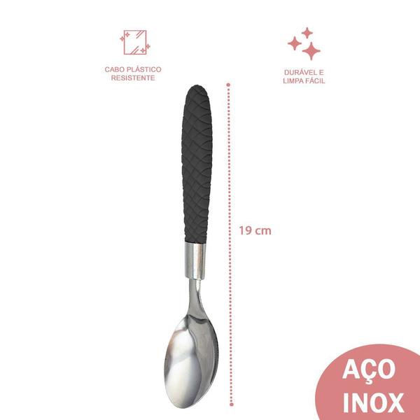Jogo de Talheres Blumenau com 48 Colher Inox Preto Decorado - UNIVENDAS Imagem de Jogo de Talheres Blumenau com 48 Colher Inox Preto Decorado