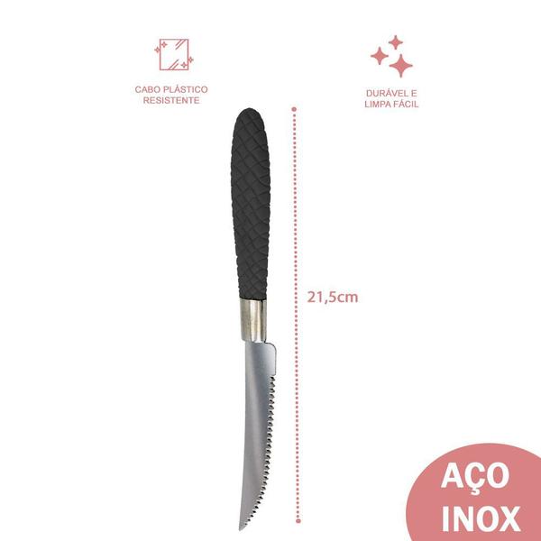 Jogo de Talheres Blumenau com 72 Faca Inox Preto Decorado - UNIVENDAS Imagem de Jogo de Talheres Blumenau com 72 Faca Inox Preto Decorado
