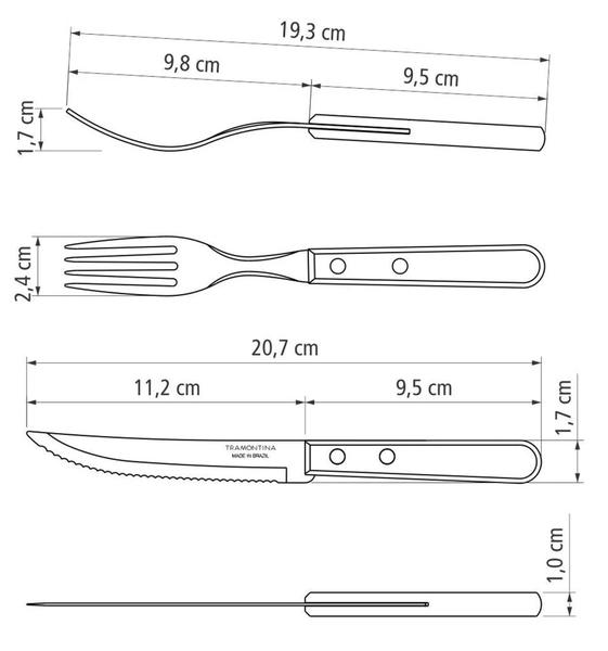 Imagem de Jogo de Talheres Cabo De Madeira 12 Peças Tramontina Dynamic Cozinha Churrasco