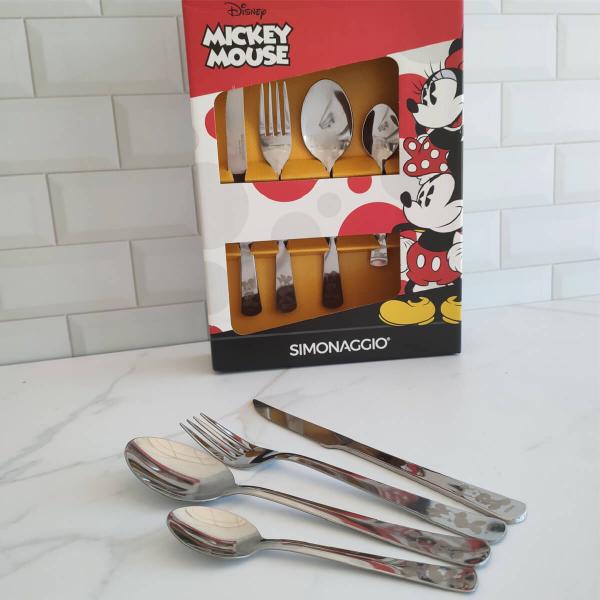 Imagem de Jogo De Talheres do Mickey e Minnie Conjunto Faqueiro Disney Inox Garfo Faca Colher Simonaggio