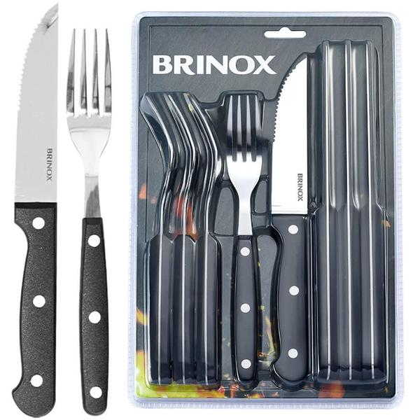 Imagem de Jogo de Talheres Faqueiro para Churrasco Jumbo Inox 16 peças Preto Brinox