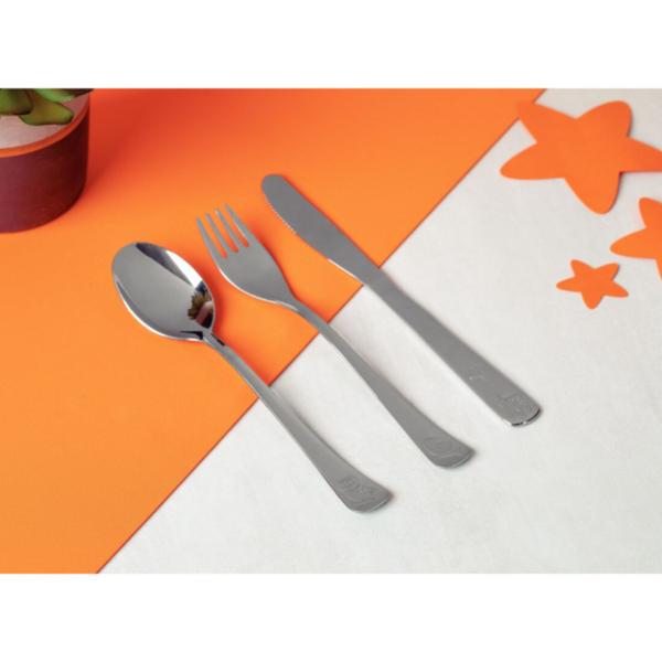 Jogo de Talheres Infantil Tramontina 3 Peças Aço Inox Acabamento Brilho com Desenho em Alto Relevo Baby Friends Imagem de Jogo de Talheres Infantil Tramontina 3 Peças Aço Inox Acabamento Brilho com Desenho em Alto Relevo Baby Friends