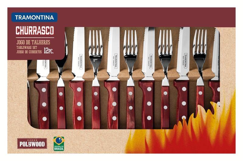 Jogo de Talheres Jumbo Churrasco Polywood Vermelho Tramontina Imagem de Jogo de Talheres Jumbo Churrasco Polywood Vermelho Tramontina