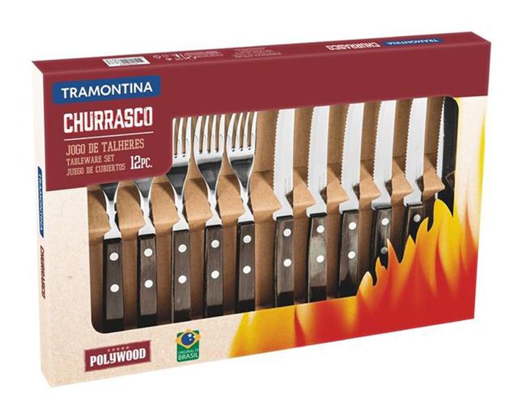 Imagem de Jogo de Talheres para Churrasco Tramontina Polywood Inox 12 peças