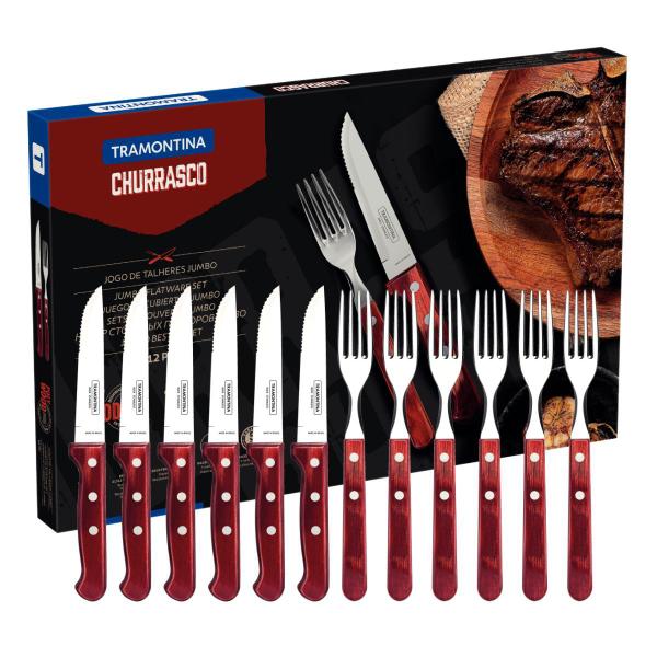 Imagem de Jogo De Talheres Tramontina Churrasco 12 Pcs Polywood Madeira