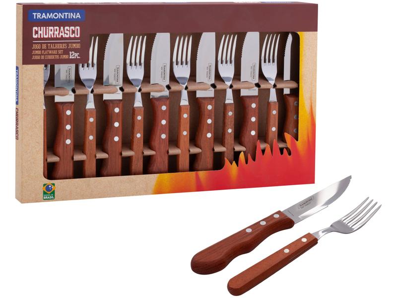 Jogo de Talheres Tramontina Inox para Churrasco Dynamic Jumbo Quantidade 12 Peças Jogo de Talheres Tramontina Inox para Churrasco Dynamic Jumbo Quantidade 12 Peças