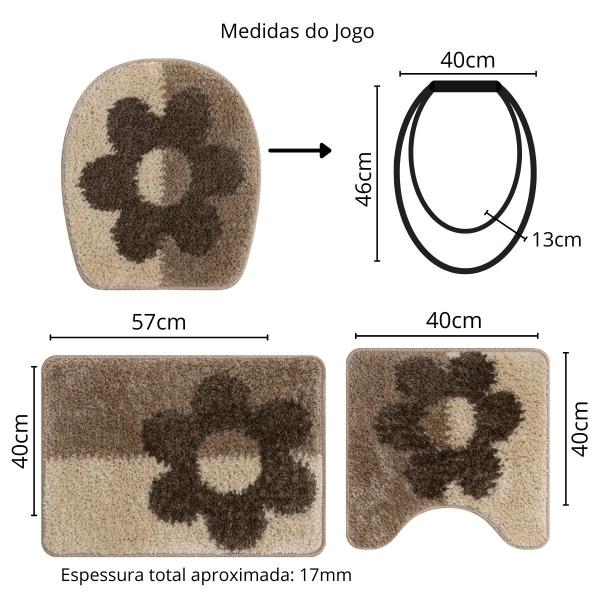 Imagem de Jogo de Tapete Banheiro Jolitex Top Plus 03 Peças Antiderrapante