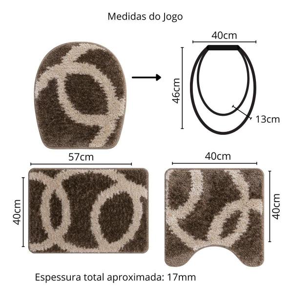 Imagem de Jogo De Tapete Banheiro Jolitex Top Plus 03 Peças Corrente