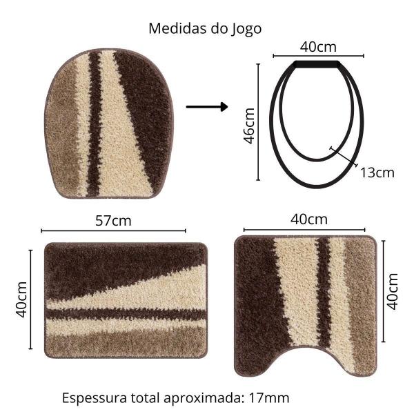 Imagem de Jogo De Tapete Banheiro Jolitex Top Plus 03 Peças Diagonal