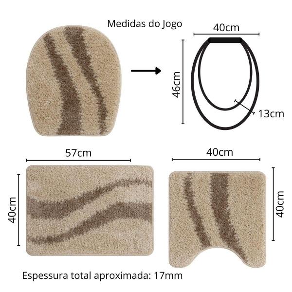 Imagem de Jogo De Tapete Banheiro Jolitex Top Plus 03 Peças Sereno