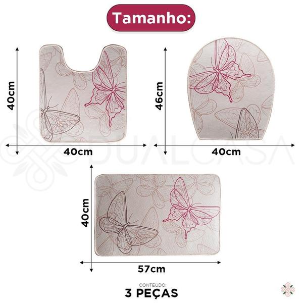 Imagem de Jogo de Tapete para Banheiro 3 Pçs Jolitex Allegra Estampado