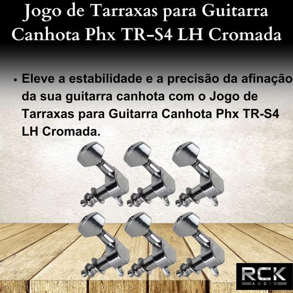 Jogo de Tarraxas para Guitarra Canhota Phx TR-S4 LH Cromada Imagem de Jogo de Tarraxas para Guitarra Canhota Phx TR-S4 LH Cromada