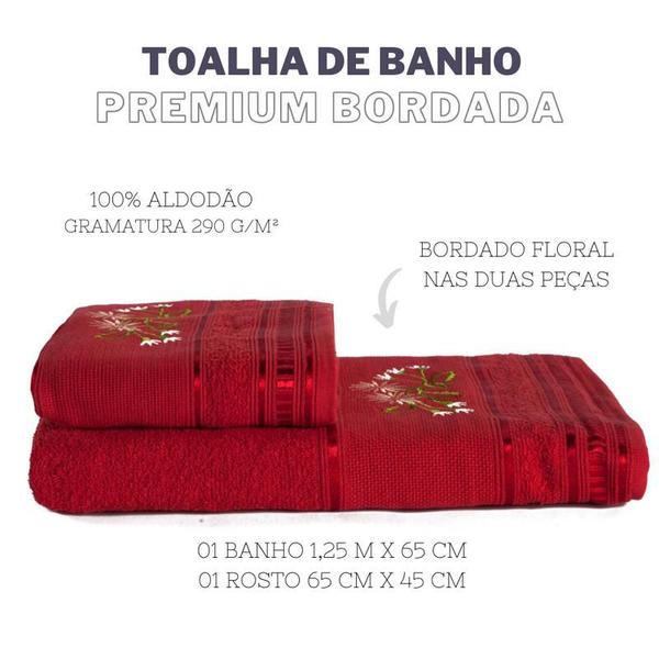 Imagem de Jogo De Toalha De Banho 2 Peças Premium Bordada VERMELHO REAL