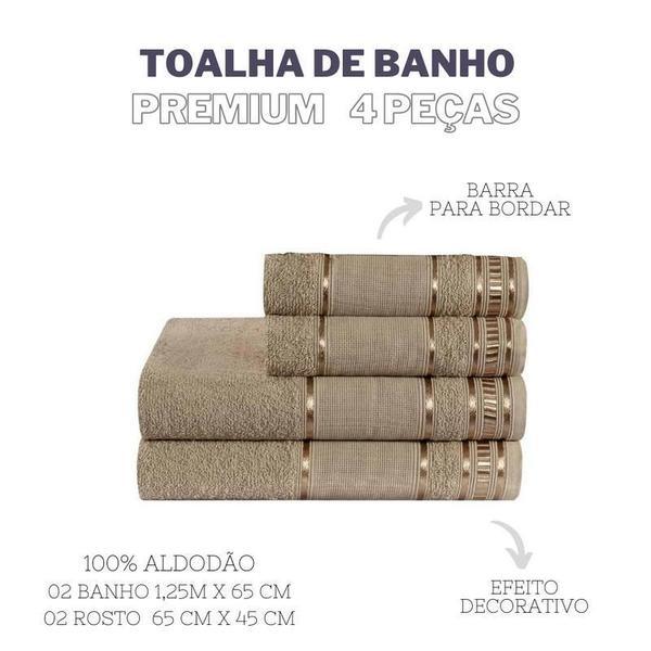 Imagem de Jogo De Toalha De Banho 4 Peças Linha Premium Caqui