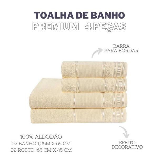 Imagem de Jogo De Toalha De Banho 4 Peças Linha Premium Nude