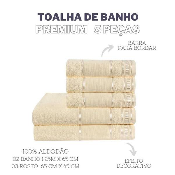 Imagem de Jogo De Toalha De Banho 5 Peças Linha Premium Hipoalergenica