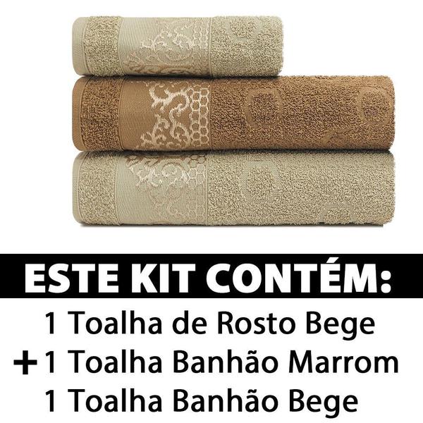 Imagem de Jogo De Toalhas 3 Peças Banhão e Rosto 100% Algodão Marcotex Mineral - Emcompre