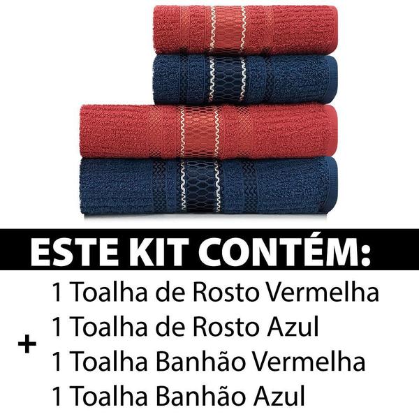 Imagem de Jogo de Toalhas 4 Peças Banhão Gigante + Rosto 100% Algodão Marcotex Capri - Emcompre