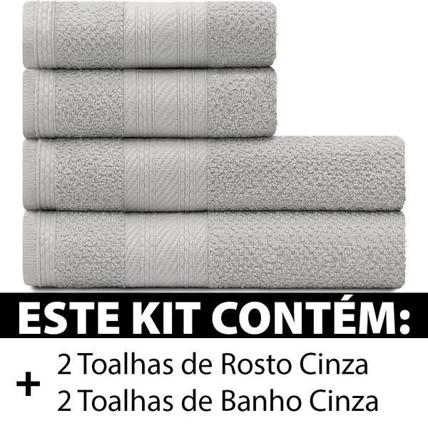 Jogo De Toalhas 4 Peças - Banho e Rosto 100% Algodão Empire Karsten - Emcompre Imagem de Jogo De Toalhas 4 Peças - Banho e Rosto 100% Algodão Empire Karsten - Emcompre