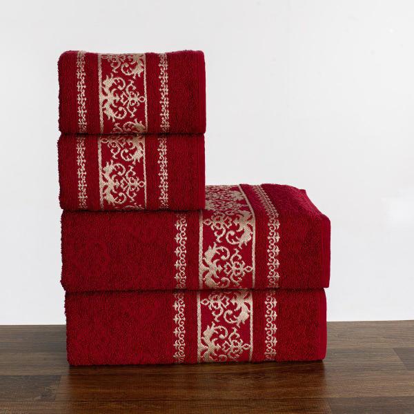 Imagem de Jogo de toalhas 4 peças jacquard luxo vermelho