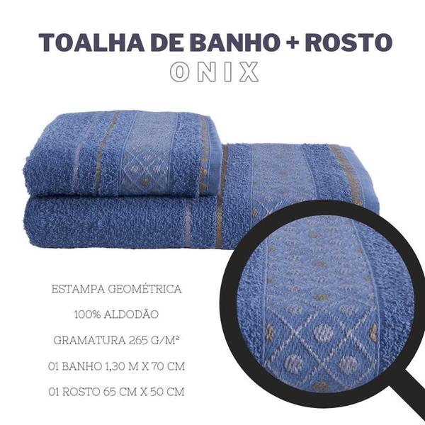 Imagem de Jogo de Toalhas Banho e Rosto Felpuda 100% Algodao Onix AZUL JEANS