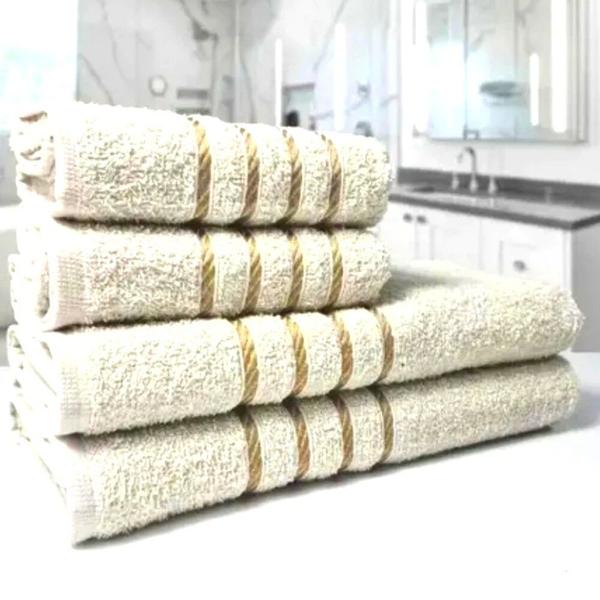 Imagem de jogo de toalhas casal kit com 4 peças em algodão grande de banho e praia