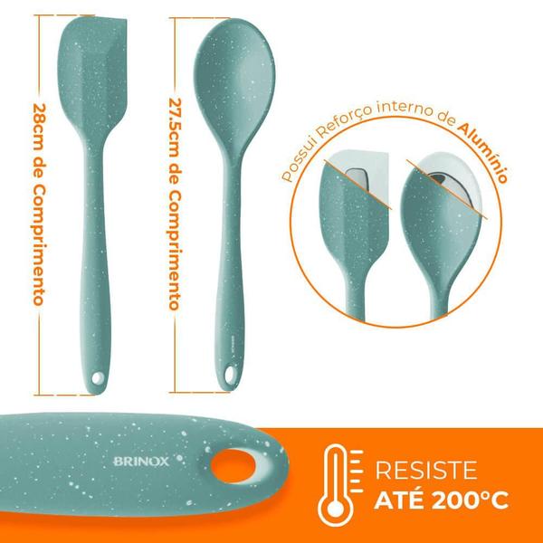 Jogo de Utensílios de Cozinha de Silicone Verde Flex 2 peças - Brinox Imagem de Jogo de Utensílios de Cozinha de Silicone Verde Flex 2 peças - Brinox